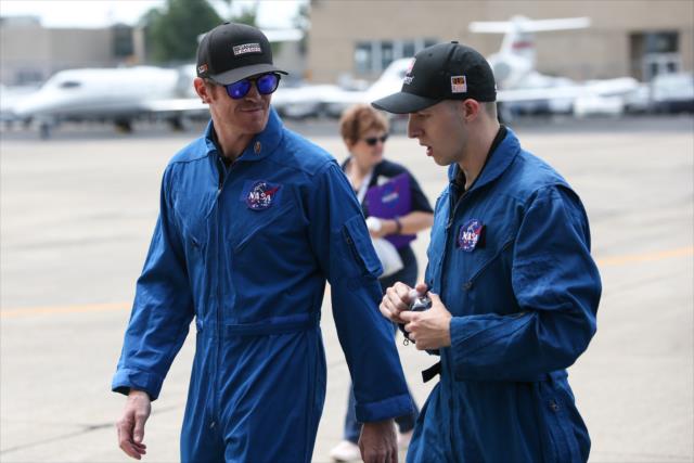 Scott Dixon and Indy Lights driver Ryan Normal tour the NASA Glenn Research Center in Cleveland, OH -- Photo by: Joe Skibinski