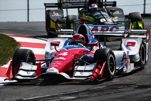 Conor Daly and Charlie Kimball sail down the Turn 2 Keyhole turn during the final warmup for the Honda Indy 200 at Mid-Ohio -- Photo by: Bret Kelley