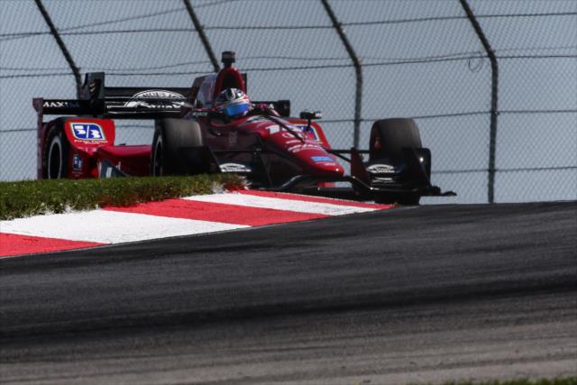 Graham Rahal sets up for the Turn 2 Keyhole turn during the final warmup for the Honda Indy 200 at Mid-Ohio -- Photo by: Bret Kelley