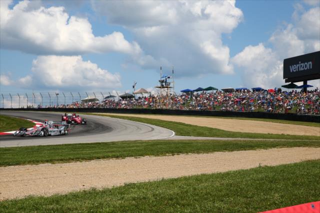 Will Power and Graham Rahal roll through the Turn 2 Keyhole turn during the Honda Indy 200 at Mid-Ohio -- Photo by: Bret Kelley