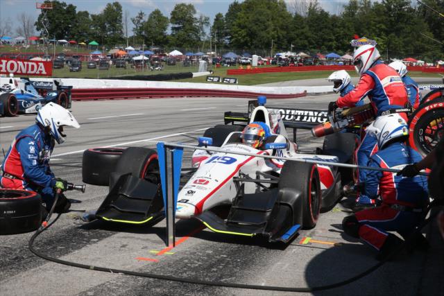 Ed Jones comes in for tires and fuel on pit lane during the Honda Indy 200 at Mid-Ohio -- Photo by: Chris Jones
