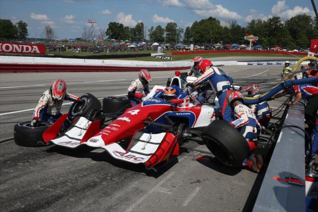Conor Daly comes in for tires and fuel on pit lane during the Honda Indy 200 at Mid-Ohio -- Photo by: Chris Jones