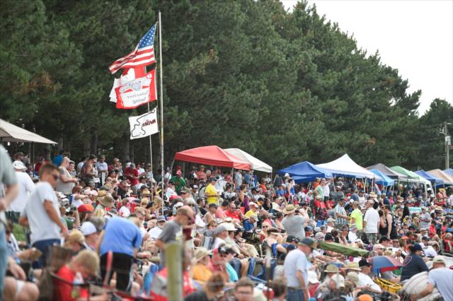 A monsterous crowd on hand in the Turn 4-5-6 complex during the Honda Indy 200 at Mid-Ohio -- Photo by: Chris Owens