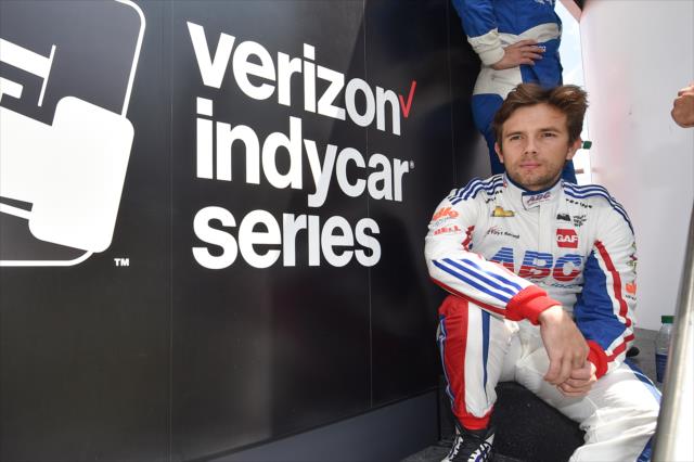 Carlos Munoz waits backstage during pre-race introductions for the Honda Indy 200 at Mid-Ohio -- Photo by: Chris Owens