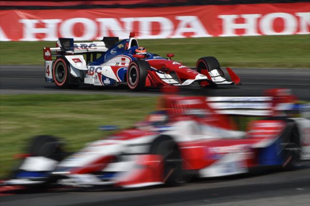 Conor Daly chases down Marco Andretti in the Turn 12 Carousel during the Honda Indy 200 at Mid-Ohio -- Photo by: Chris Owens