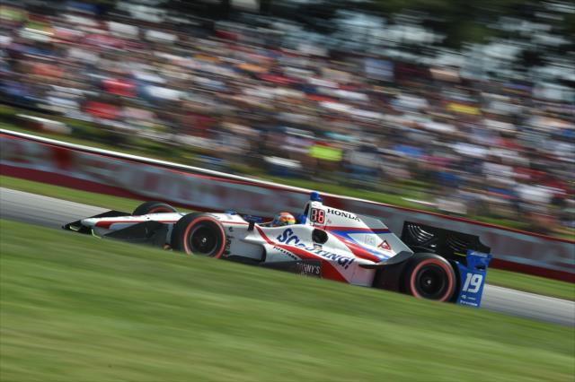 Ed Jones flies up the Turn 5 hill during the Honda Indy 200 at Mid-Ohio -- Photo by: Chris Owens