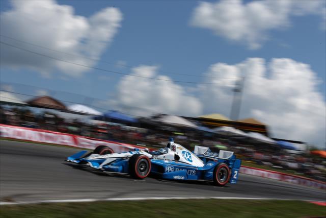 Josef Newgarden crests the Turn 5 hill in the Madness complex during the Honda Indy 200 at Mid-Ohio -- Photo by: Joe Skibinski