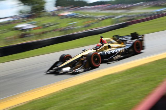 James Hinchcliffe races up the Turn 5 hill during the Honda Indy 200 at Mid-Ohio -- Photo by: Matt Fraver