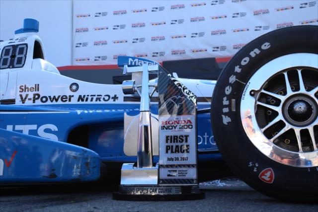 The First Place trophy in Victory Circle at Mid-Ohio for Team Penske's Josef Newgarden -- Photo by: Matt Fraver