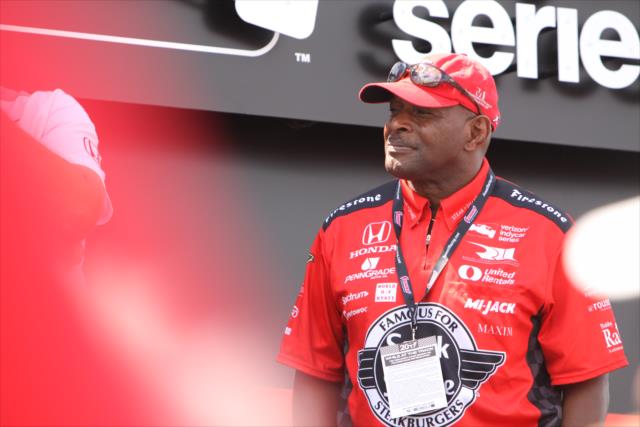 Ohio State football legend Archie Griffin on stage during pre-race festivities for the Honda Indy 200 at Mid-Ohio -- Photo by: Matt Fraver
