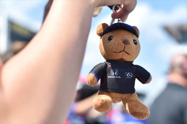A good luck bear for Takuma Sato on pit lane at Pocono Raceway -- Photo by: Chris Owens
