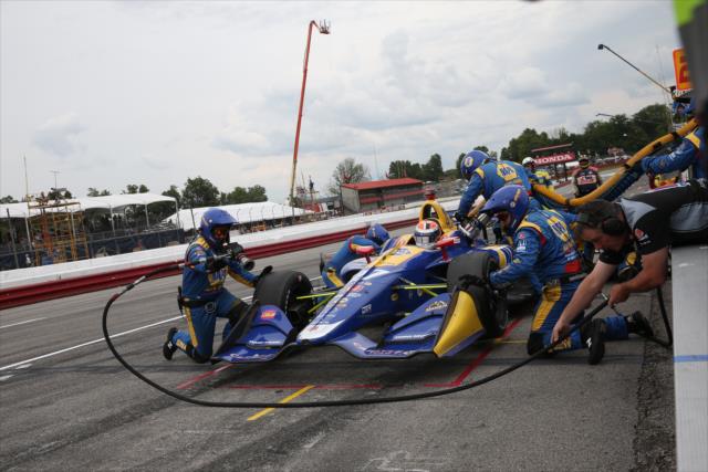 Alexander Rossi comes in for tires and fuel on pit lane during the Honda Indy 200 at Mid-Ohio -- Photo by: Chris Jones