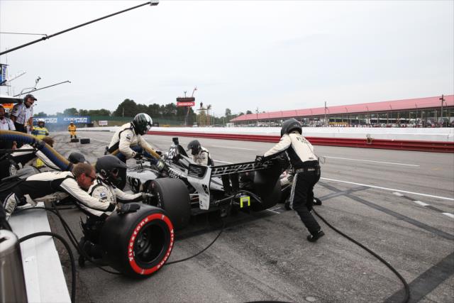 Jordan King comes in for tires and fuel on pit lane during the Honda Indy 200 at Mid-Ohio -- Photo by: Chris Jones