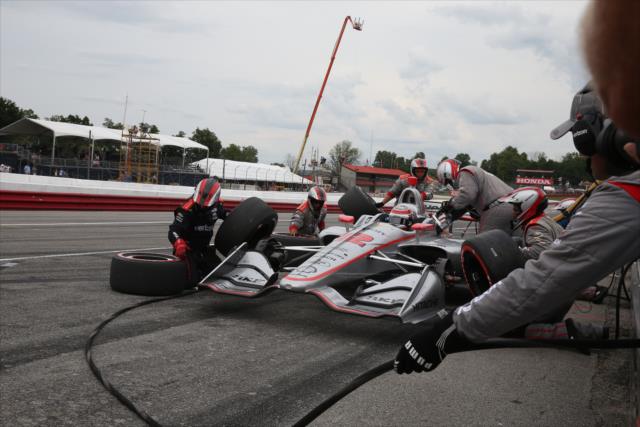 Will Power comes in for tires and fuel on pit lane during the Honda Indy 200 at Mid-Ohio -- Photo by: Chris Jones