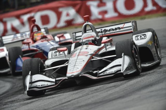 Will Power and Matheus 'Matt' Leist race through the Carousel (Turn 12) during the Honda Indy 200 at Mid-Ohio -- Photo by: Chris Owens