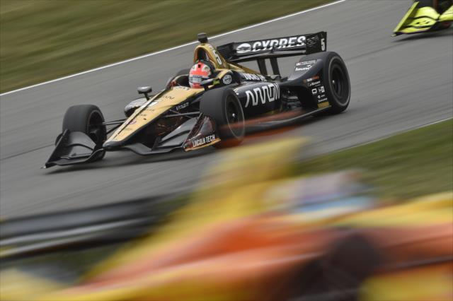 James Hinchcliffe chases down the field entering Turn 5 during the Honda Indy 200 at Mid-Ohio -- Photo by: Chris Owens