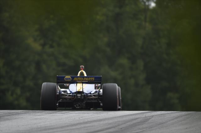 Alexander Rossi crests the Turn 5 hill during the Honda Indy 200 at Mid-Ohio -- Photo by: Chris Owens