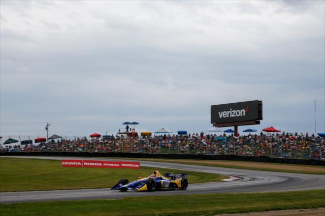 Alexander Rossi sails out of the Keyhole Turn (Turn 2) during the Honda Indy 200 at Mid-Ohio -- Photo by: Joe Skibinski