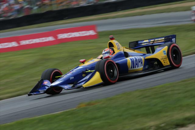 Alexander Rossi sails through the exit of the Keyhole Turn (Turn 2) during the Honda Indy 200 at Mid-Ohio -- Photo by: Matt Fraver