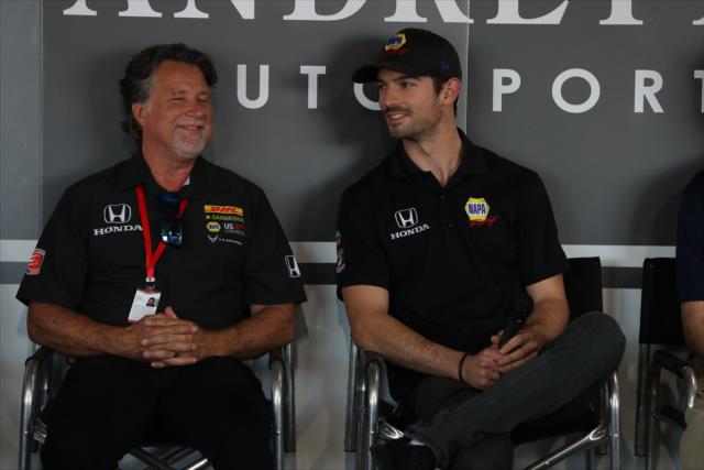 Alexander Rossi and Michael Andretti at Andretti Autosport Press Conference -- Photo by: Chris Jones