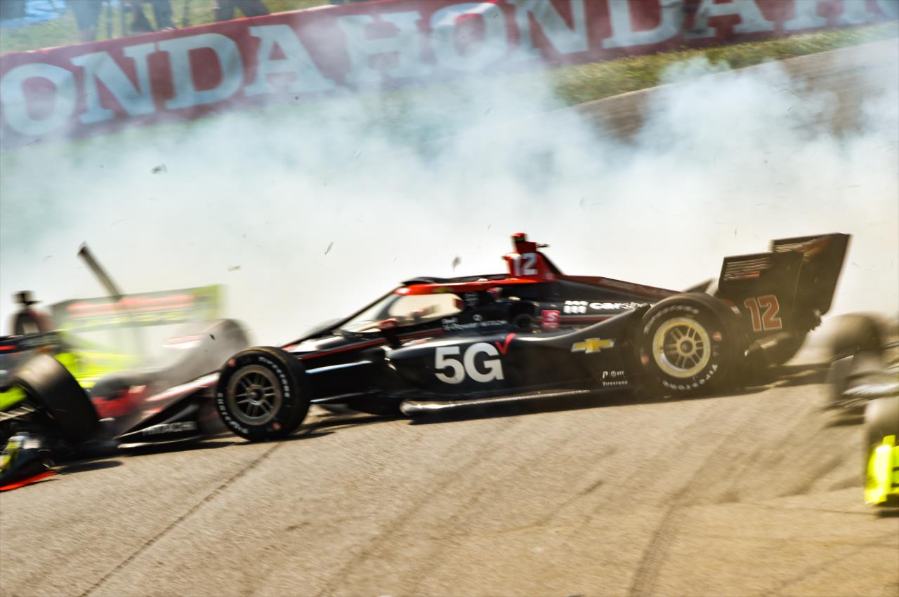 Ed Jones and Will Power incident - Honda Indy 200 at Mid-Ohio -- Photo by: Chris Owens