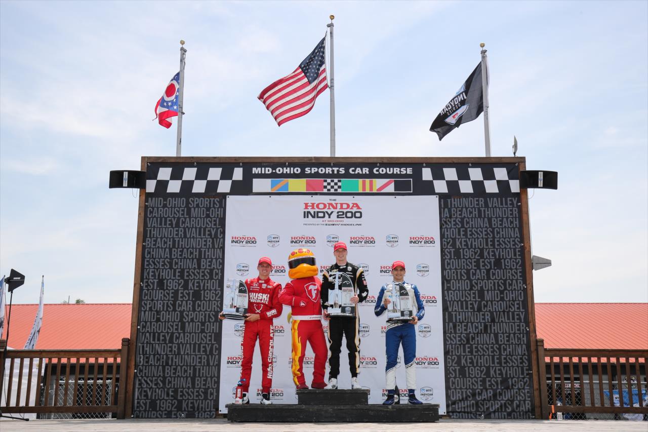 Marcus Ericsson, Josef Newgarden and Alex Palou - Honda Indy 200 at Mid-Ohio -- Photo by: Joe Skibinski