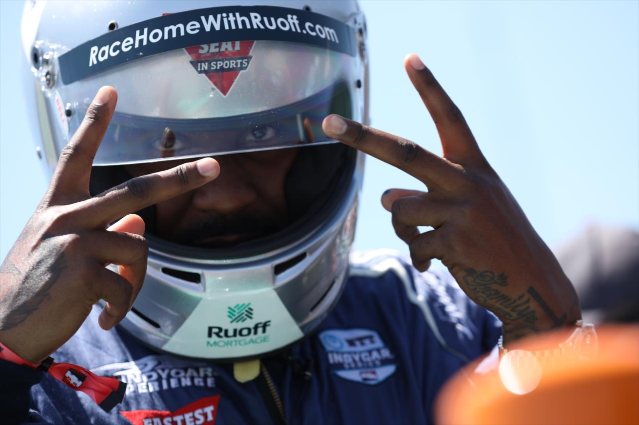 Braxton Miller riding in the Ruoff Fastest Seat in Sports with Mario Andretti - Honda Indy 200 at Mid-Ohio - By: Matt Fraver -- Photo by: Matt Fraver