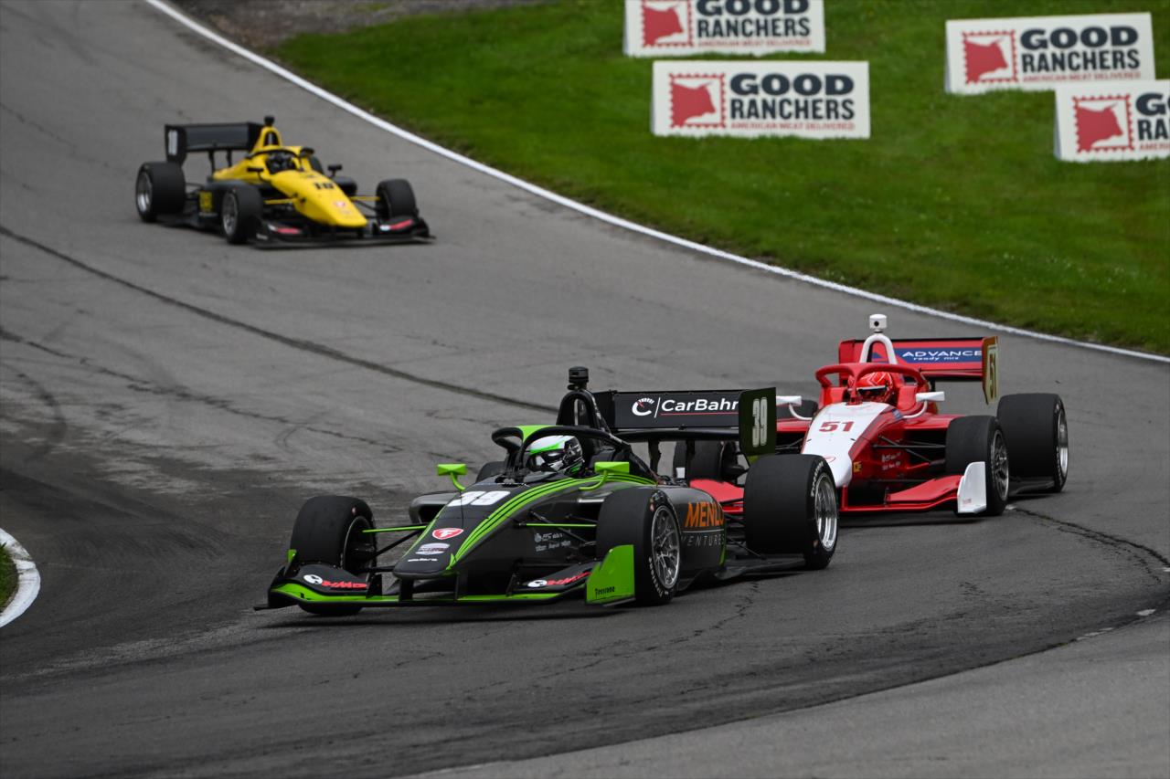 Nolan Siegel leads Jacob Abel - Indy NXT By Firestone Grand Prix at Mid-Ohio - By: James Black -- Photo by: James  Black