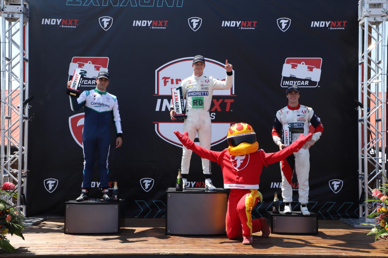 Caio Collet, Dennis Hauger and Lochie Hughes - Grand Prix at Mid-Ohio - INDY NXT By Firestone - By: Matt Fraver -- Photo by: Matt Fraver