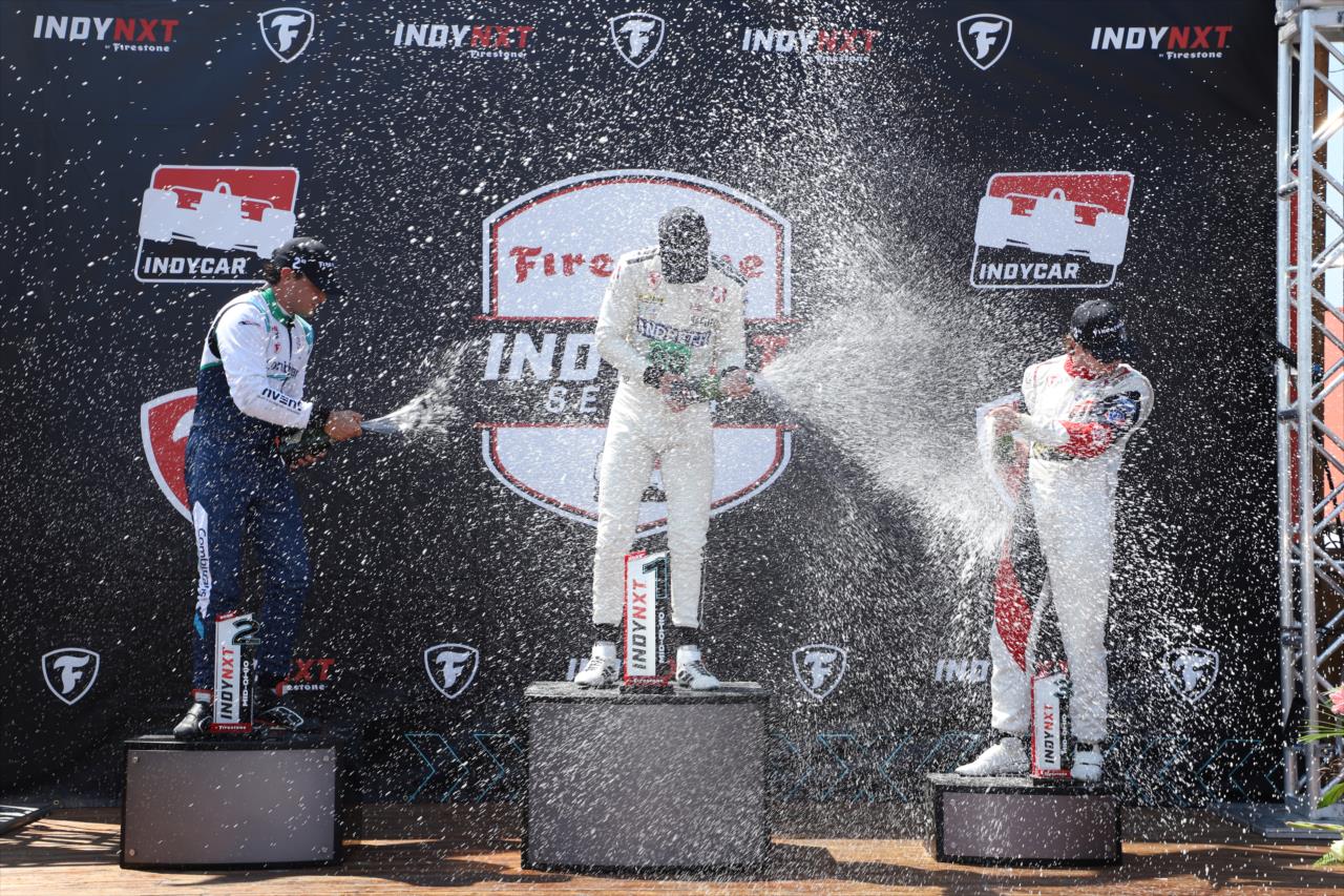 Caio Collet, Dennis Hauger and Lochie Hughes - Grand Prix at Mid-Ohio - INDY NXT By Firestone - By: Matt Fraver -- Photo by: Matt Fraver