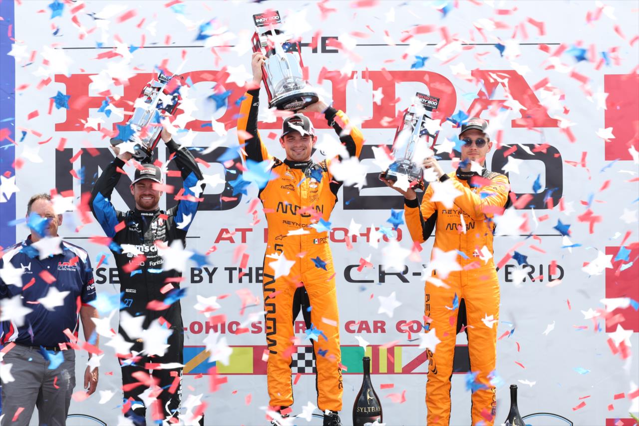 Kyle Kirkwood, Pato O'Ward and Christian Lundgaard - Honda Indy 200 at Mid-Ohio - By: Chris Owens -- Photo by: Chris Owens