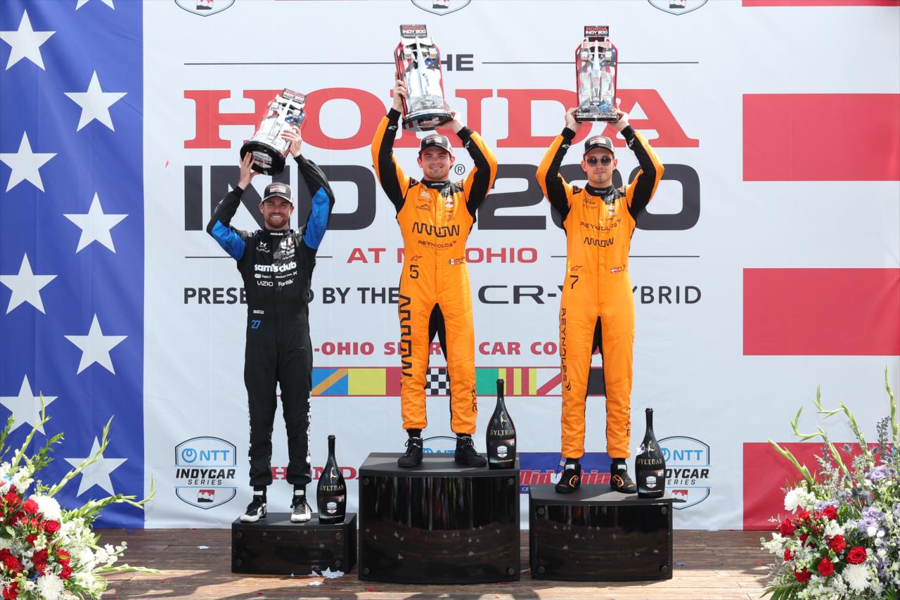 Kyle Kirkwood, Pato O'Ward and Christian Lundgaard - Honda Indy 200 at Mid-Ohio - By: Chris Owens -- Photo by: Chris Owens
