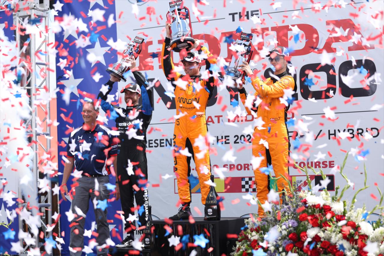 Kyle Kirkwood, Pato O'Ward and Christian Lungaard - Honda Indy 200 at Mid-Ohio - By: Matt Fraver -- Photo by: Matt Fraver