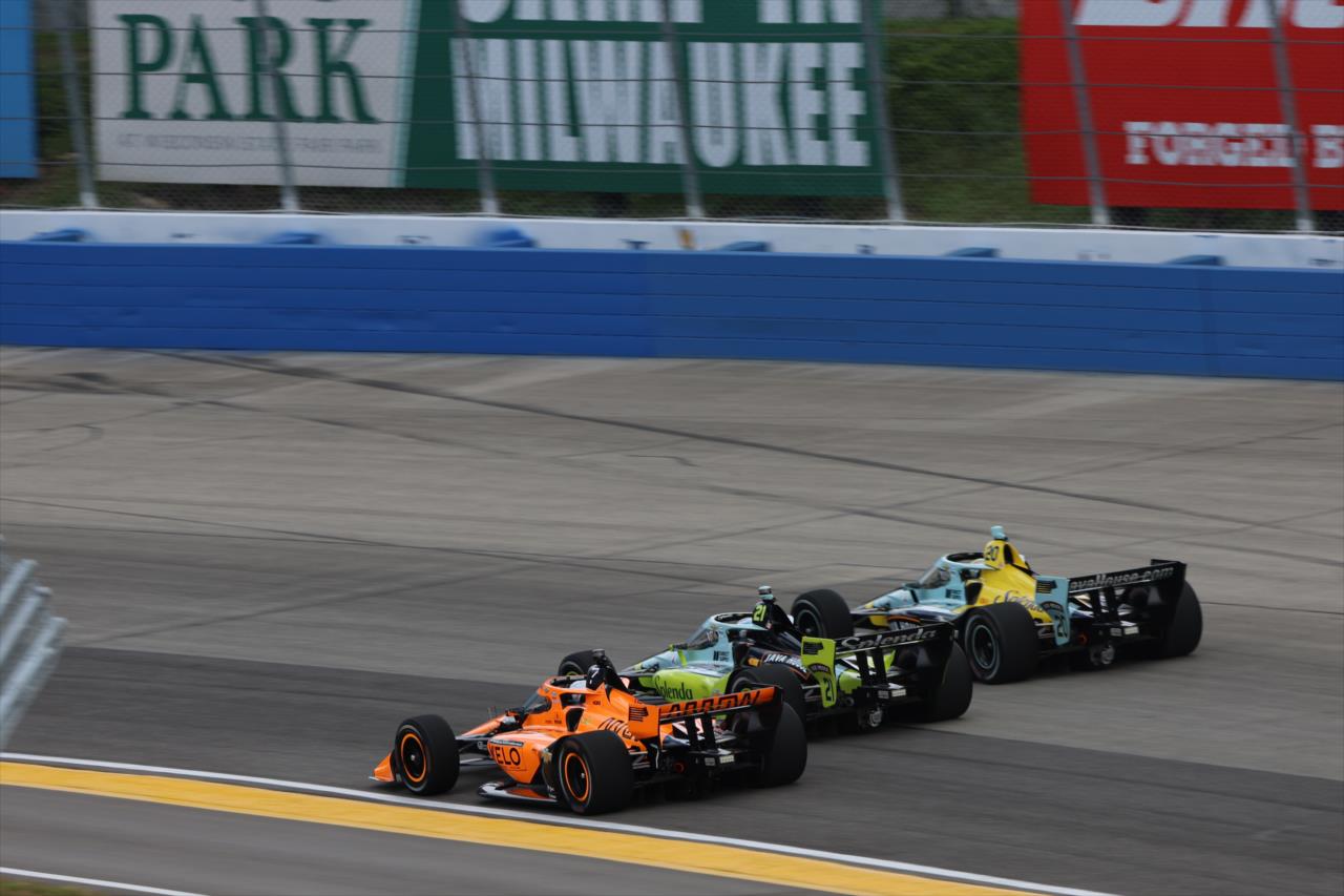 Christian Lundgaard, Christian Rasmussen and Alex Palou - Snap-On Milwaukee Mile 250 - By: Joe Skibinski -- Photo by: Joe Skibinski