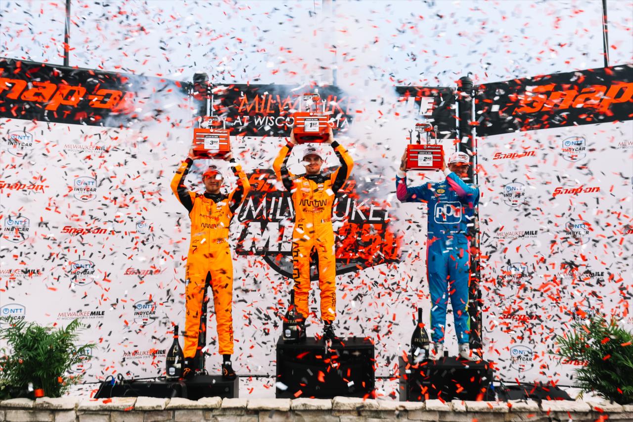 Christian Lundgaard, Pato O'Ward and Scott McLaughlin - Snap-On Makers and Fixers 250 and Snap-on Milwaukee Mile 250 at the Milwaukee Mile - By: Joe Skibinski -- Photo by: Joe Skibinski