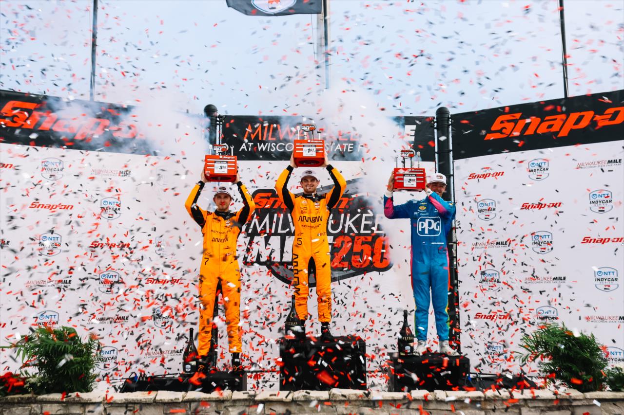 Christian Lundgaard, Pato O'Ward and Scott McLaughlin - Snap-On Makers and Fixers 250 and Snap-on Milwaukee Mile 250 at the Milwaukee Mile - By: Joe Skibinski -- Photo by: Joe Skibinski