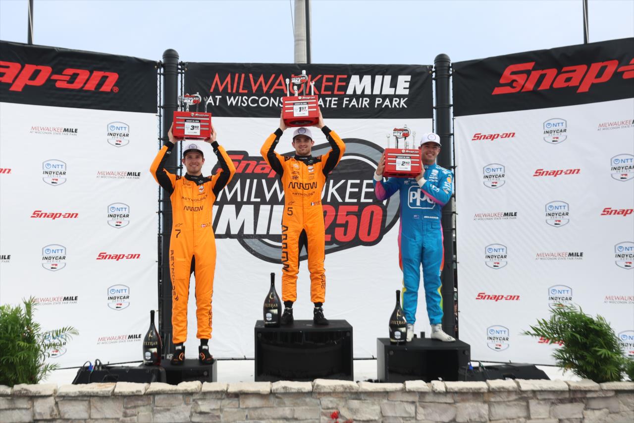 Christian Lundgaard, Pato O'Ward and Scott McLaughlin - Snap-On Makers and Fixers 250 and Snap-on Milwaukee Mile 250 at the Milwaukee Mile - By: Joe Skibinski -- Photo by: Joe Skibinski