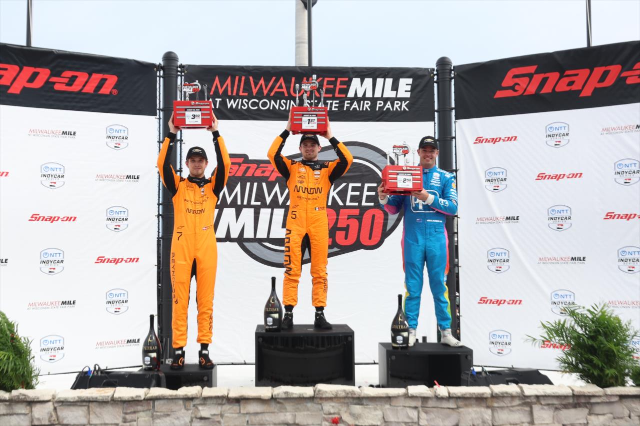 Christian Lundgaard, Pato O'Ward and Scott McLaughlin - Snap-On Makers and Fixers 250 and Snap-on Milwaukee Mile 250 at the Milwaukee Mile - By: Joe Skibinski -- Photo by: Joe Skibinski