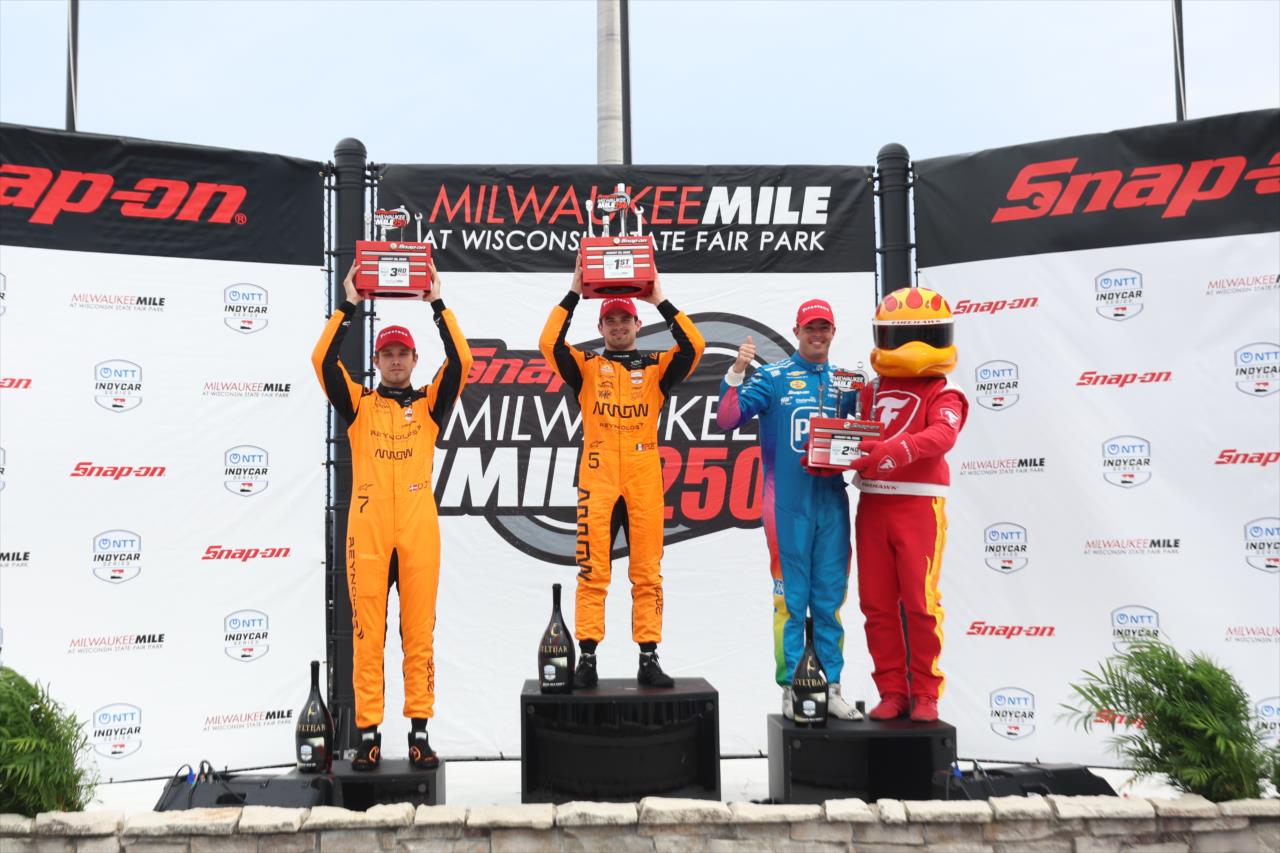 Christian Lundgaard, Pato O'Ward, Scott McLaughlin and Firehawk - Snap-On Makers and Fixers 250 and Snap-on Milwaukee Mile 250 at the Milwaukee Mile - By: Joe Skibinski -- Photo by: Joe Skibinski