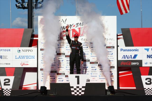 Will Power celebrates his second place finish -- Photo by: Chris Jones