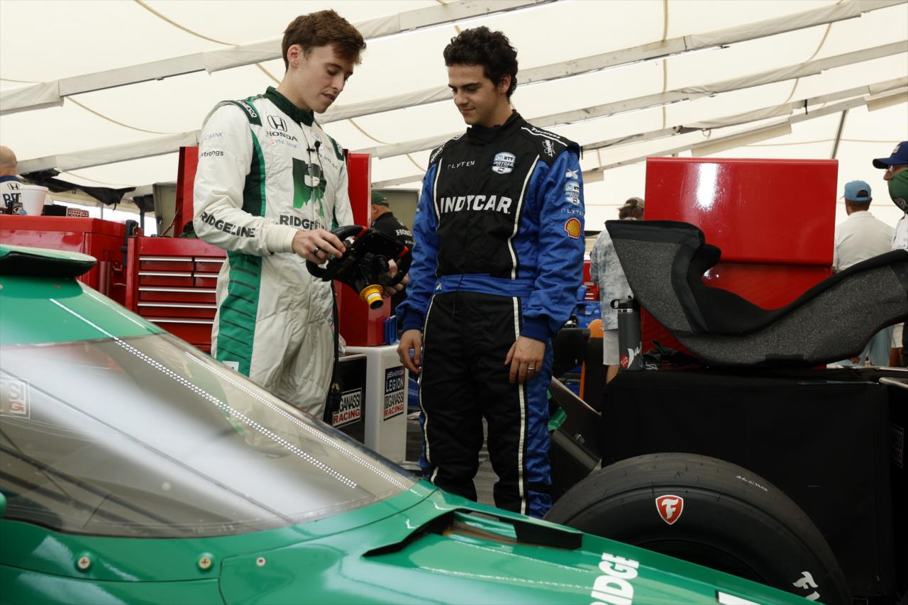 Marcus Armstrong with Jack Dylan Grazer prior to riding in the Fastest Seat in Sports - Big Machine Music City Grand Prix - By: Chris Jones -- Photo by: Chris Jones