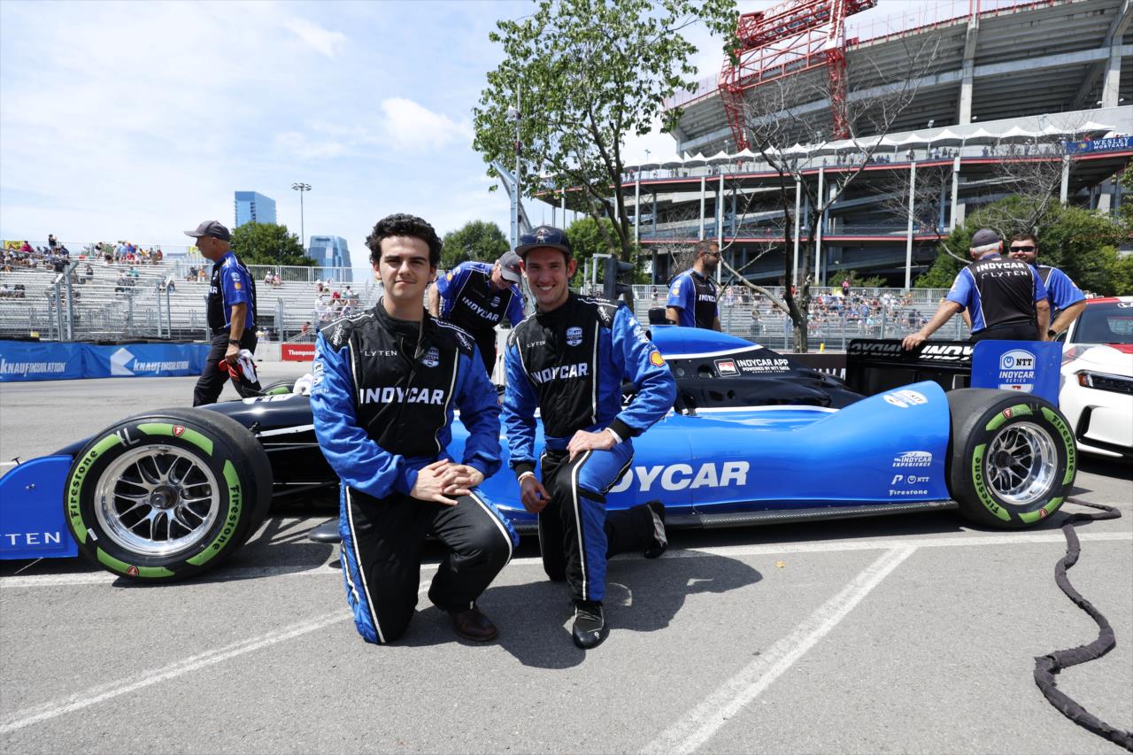 Matthew Brabham with Jack Dylan Grazer prior to riding in the Fastest Seat in Sports - Big Machine Music City Grand Prix - By: Chris Jones -- Photo by: Chris Jones