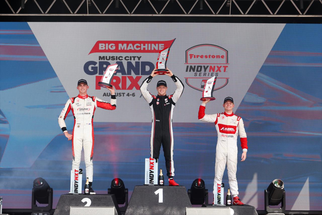 Hunter McElrea, Christian Rasmussen and Jacob Abel - INDY NXT By Firestone Music City Grand Prix - By: Travis Hinkle -- Photo by: Travis Hinkle