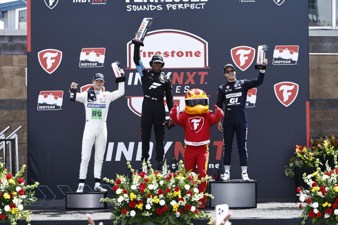 Dennis Hauger, Myles Rowe, Firehawk and Salvador de Alba - INDY NXT by Firestone Music City Grand Prix - By: Chris Jones -- Photo by: Chris Jones