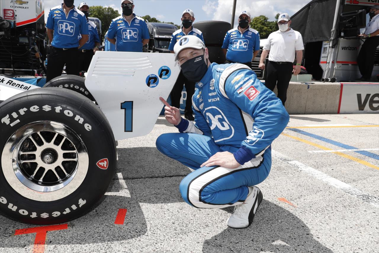 Josef Newgarden wins the NTT P1 Pole Award for the REV Group Grand Prix Race 1 at Road America Saturday, July 11, 2020 -- Photo by: Chris Owens