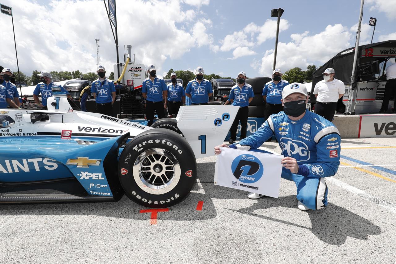 Josef Newgarden wins the NTT P1 Pole Award for the REV Group Grand Prix Race 1 at Road America Saturday, July 11, 2020 -- Photo by: Chris Owens