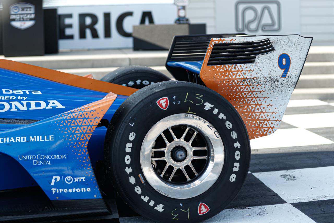 Scott Dixon's car sits in Victory Lane after winning the REV Group Grand Prix Race 1 at Road America Saturday, July 11, 2020 -- Photo by: Chris Owens