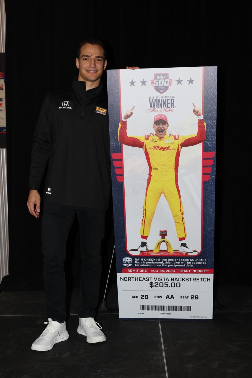 Alex Palou Unveils 110th Indianapolis 500 Ticket - Photo By: Chris Owens -- Photo by: Chris Owens