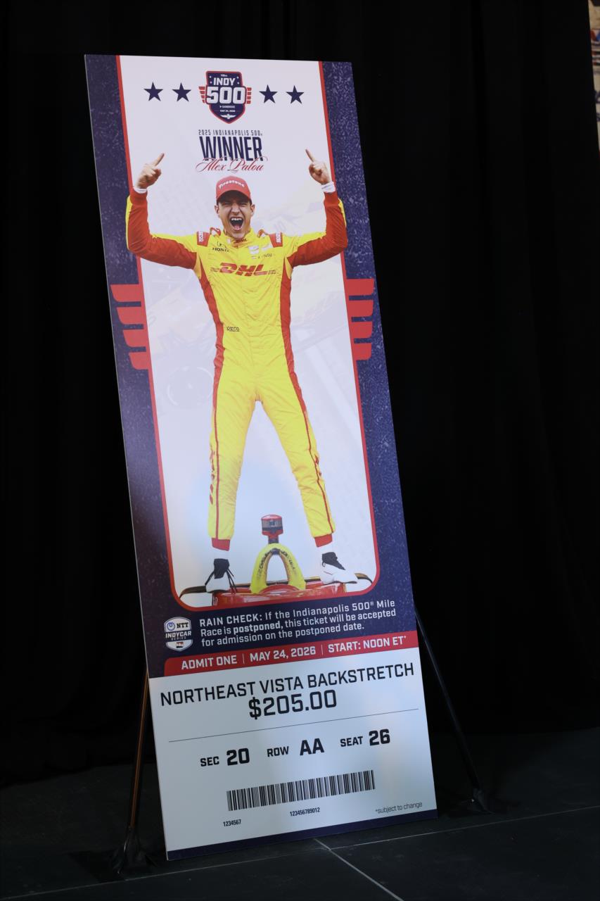 Alex Palou Unveils 110th Indianapolis 500 Ticket - Photo By: Chris Owens -- Photo by: Chris Owens