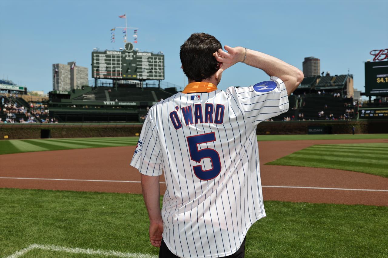 Pato O’Ward Throws First Pitch at Wrigley Field - Photo By: Chris Owens -- Photo by: Chris Owens